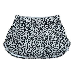 Standing Tree Leopard Print Athletic Skort Sugar Black Gray Knit Mini Skirt S